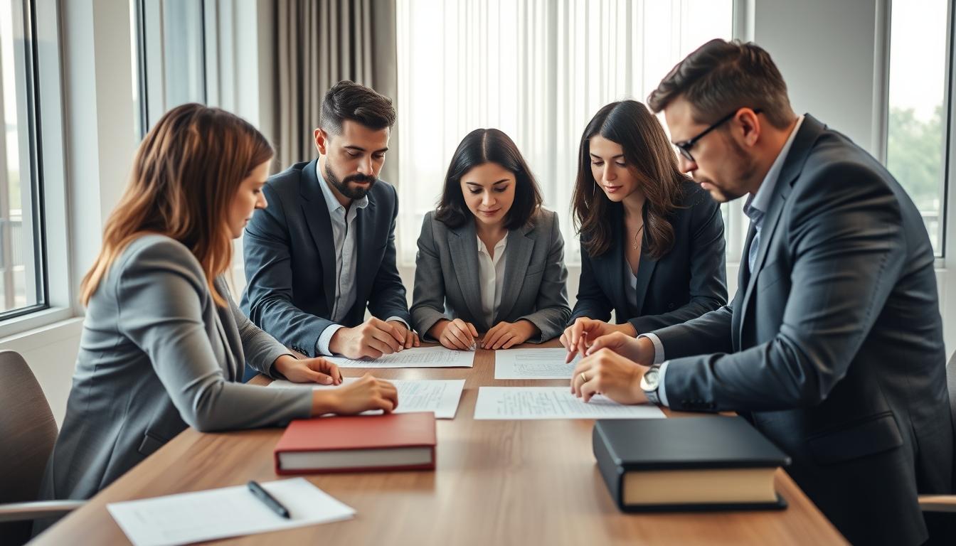 Family reviewing legal documents